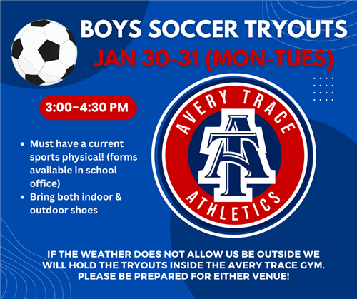 Information for Boys Soccer Tryouts on January 30th & 31st
